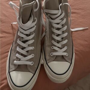 Converse High-Top Sneakers in Beige and White